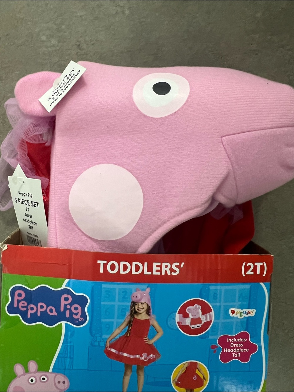 Peppa Pig Red costume Dress with Pink Headpiece Toddler Costume NEW 2T Halloween - Picture 6 of 10
